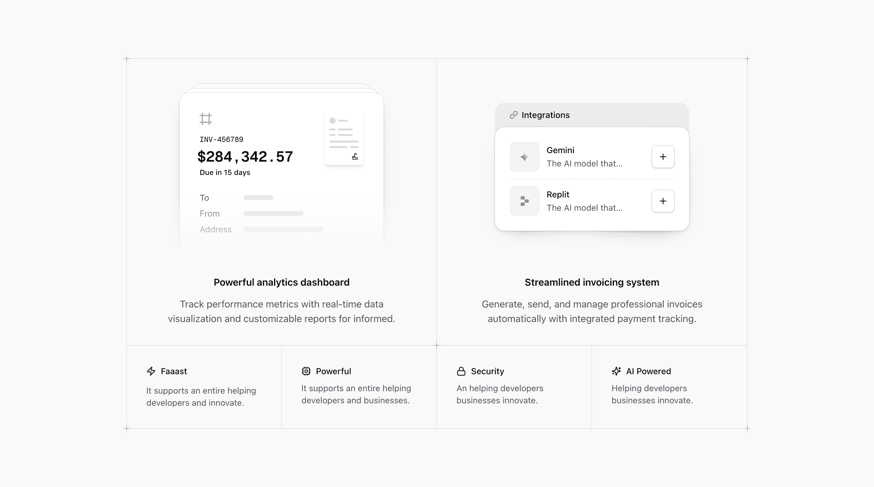 Tailark Quartz features section