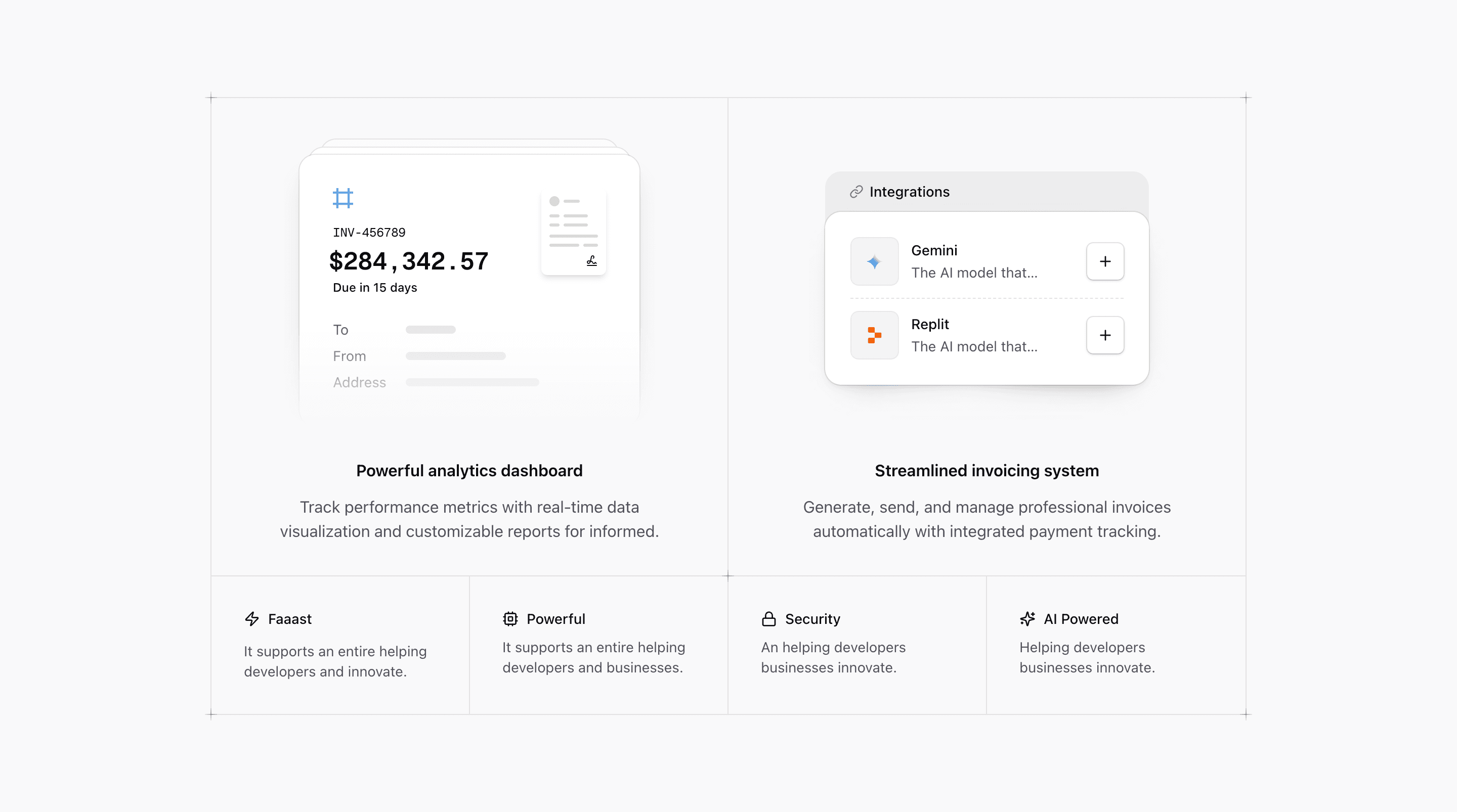 Tailark Quartz features section