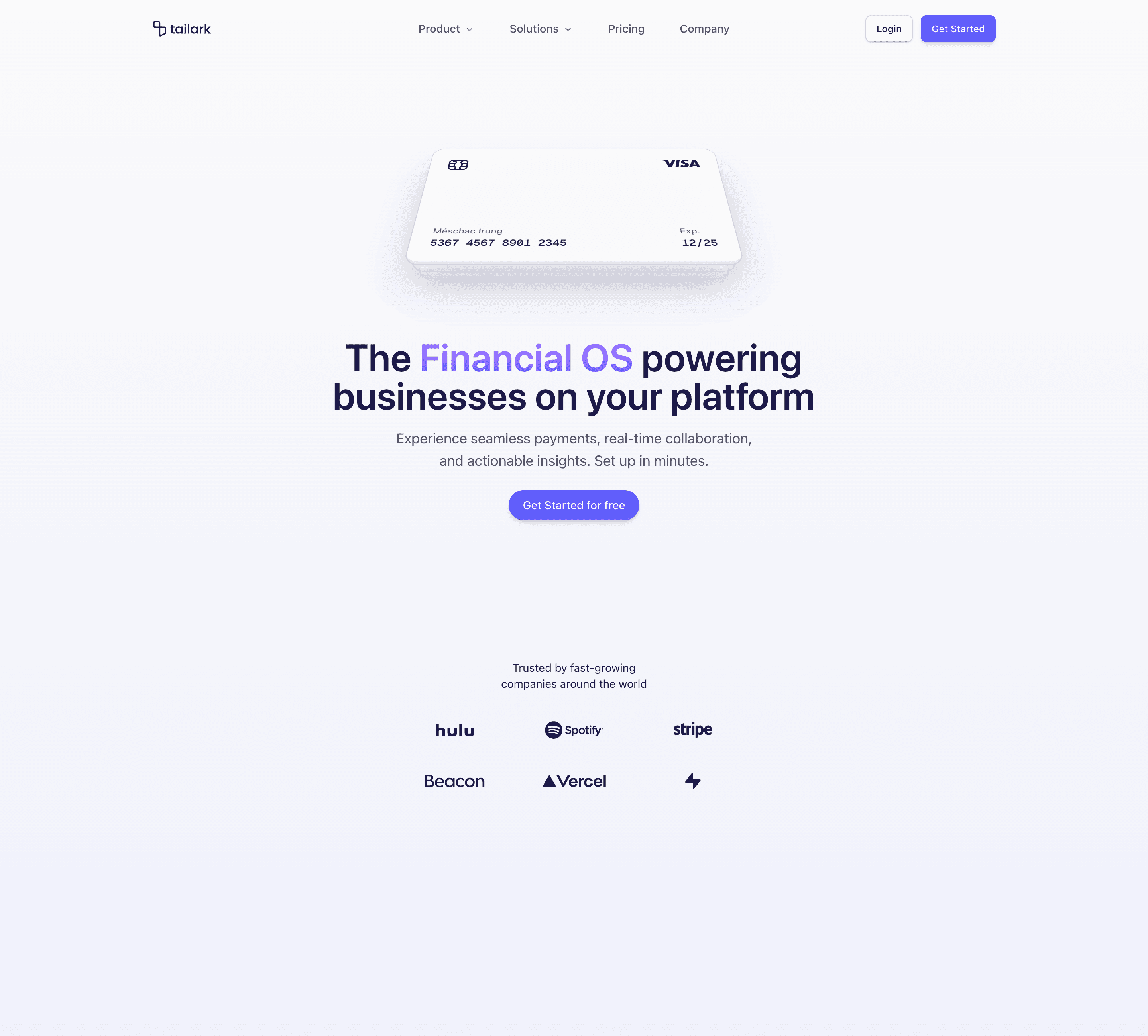 Tailark Pro hero section