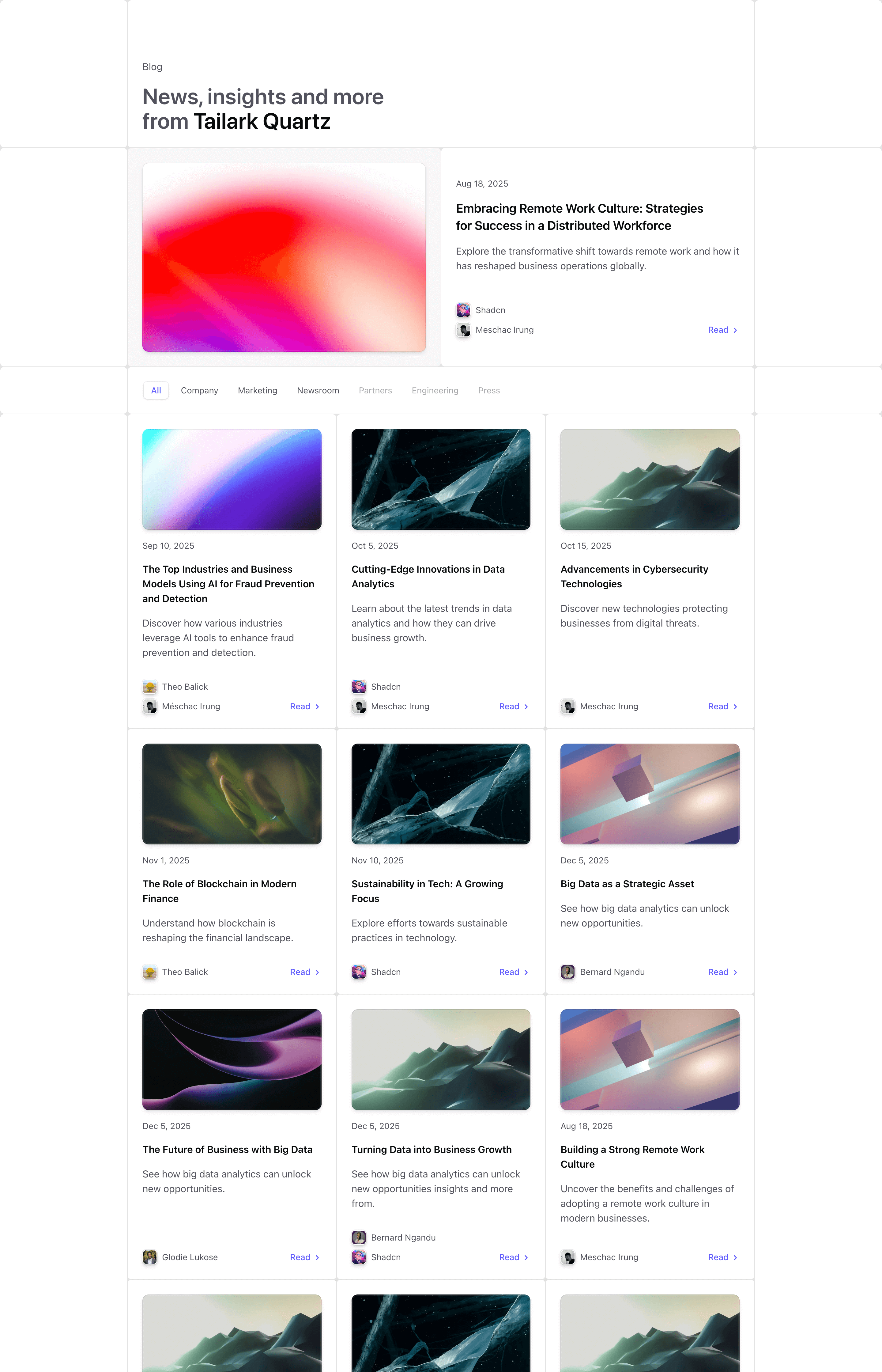 Shadcn Blog Block Five preview built with Shadcn UI and Tailwind CSS