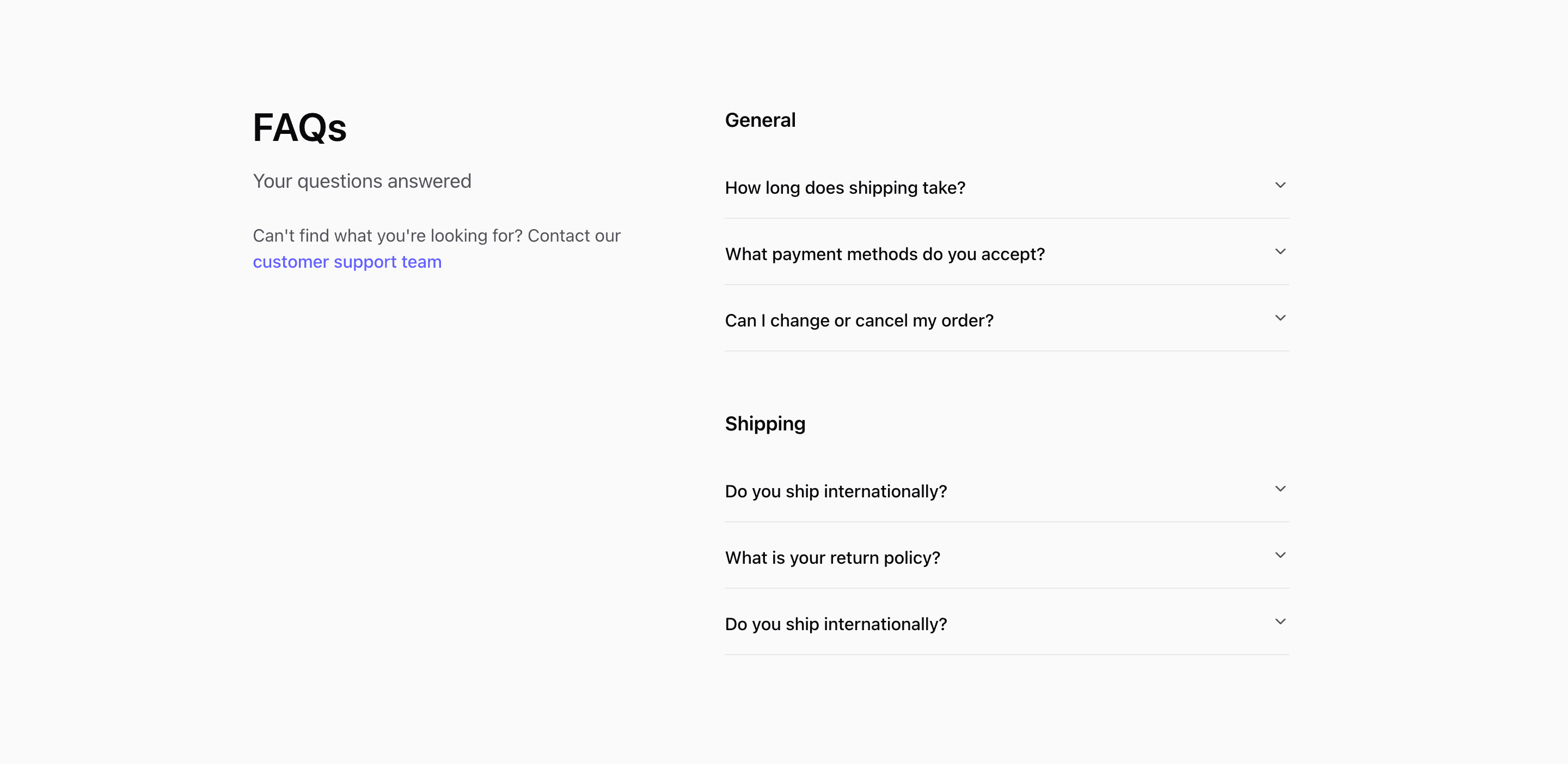 Faqs block One (quartz-kit)