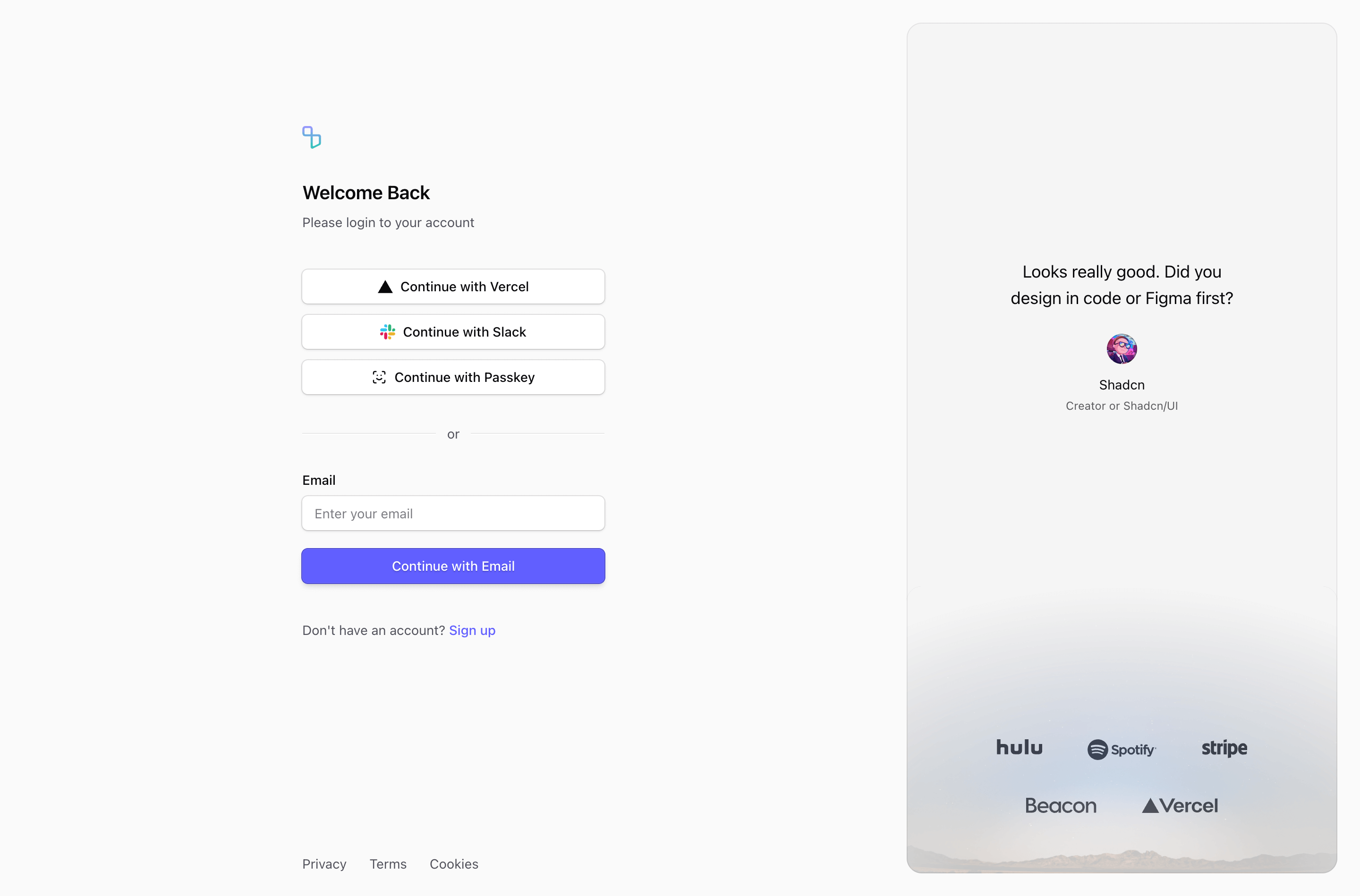 Login Blocks block One (quartz-kit)