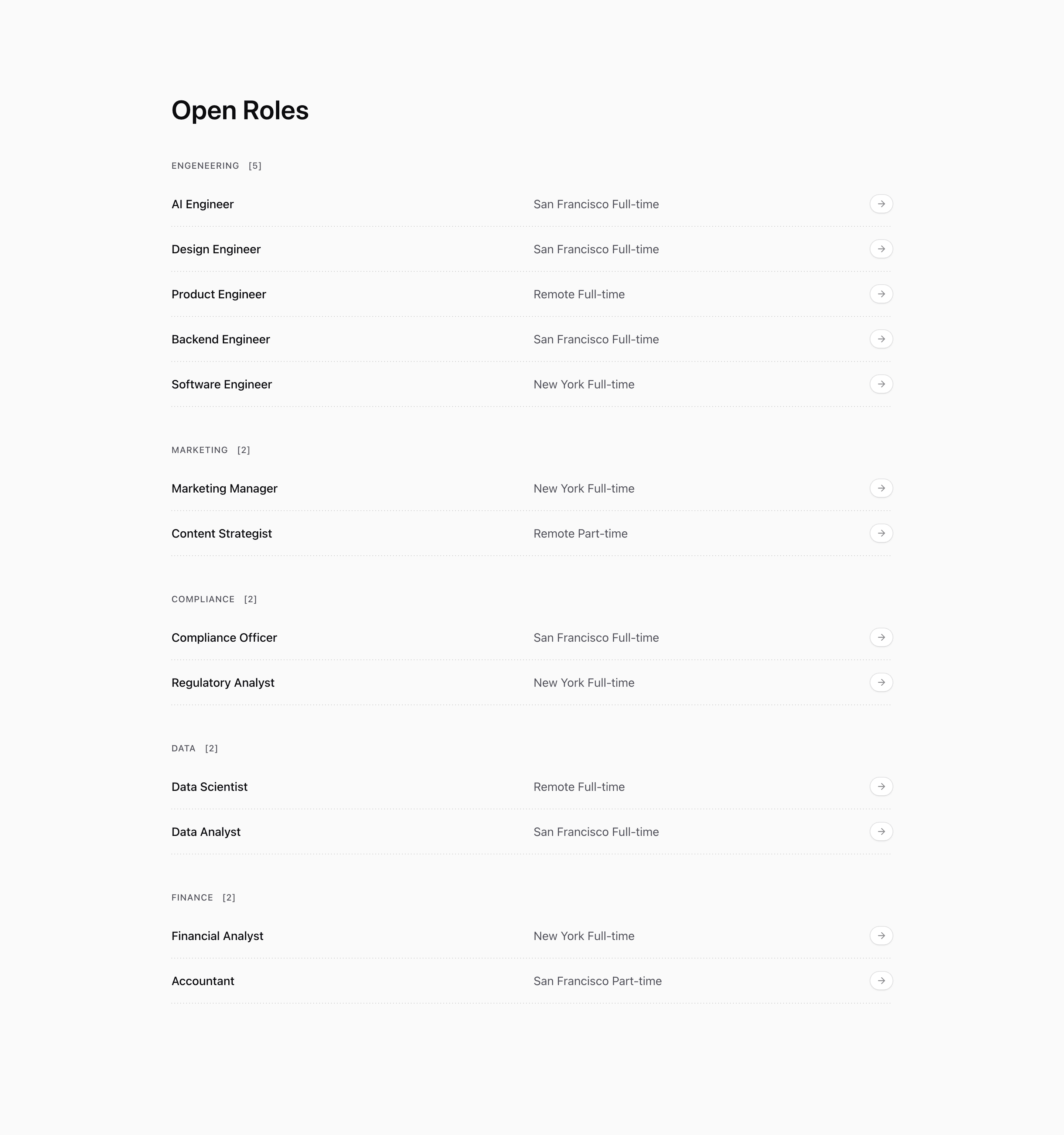 Shadcn Open Roles Block Two preview built with Shadcn UI and Tailwind CSS