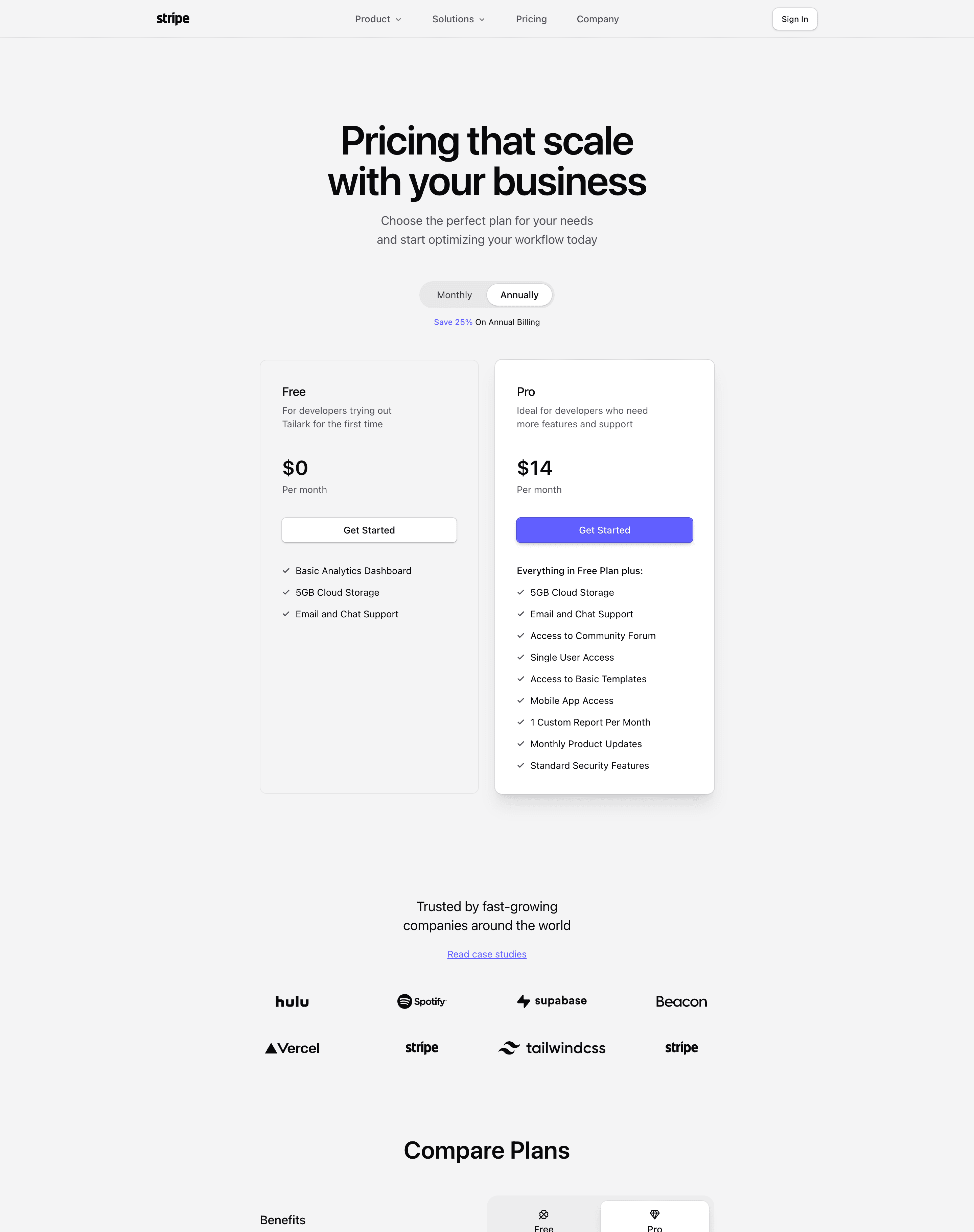 Tailark Pro libre pricing one page