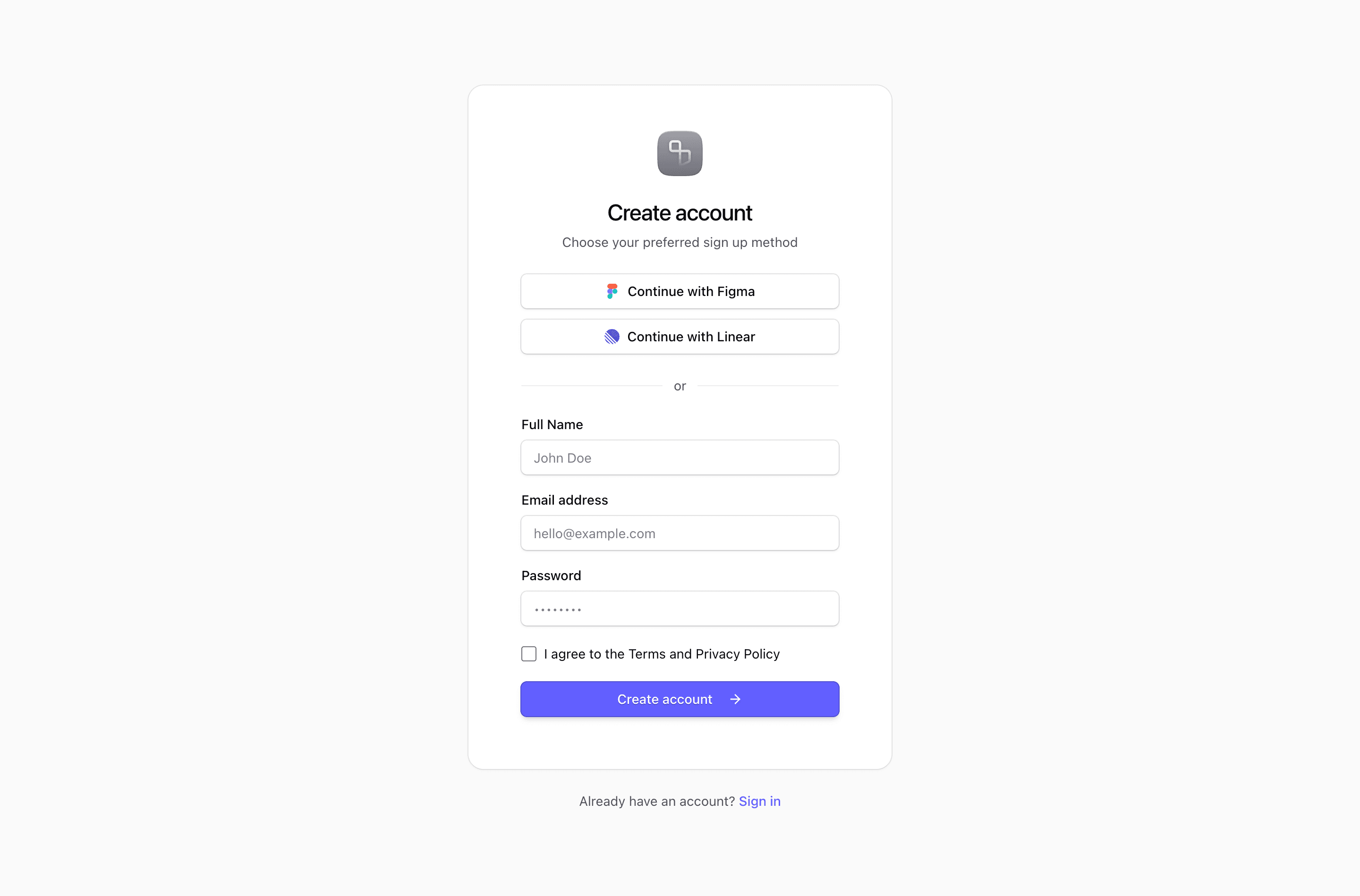 Sign Up block Six (quartz-kit)