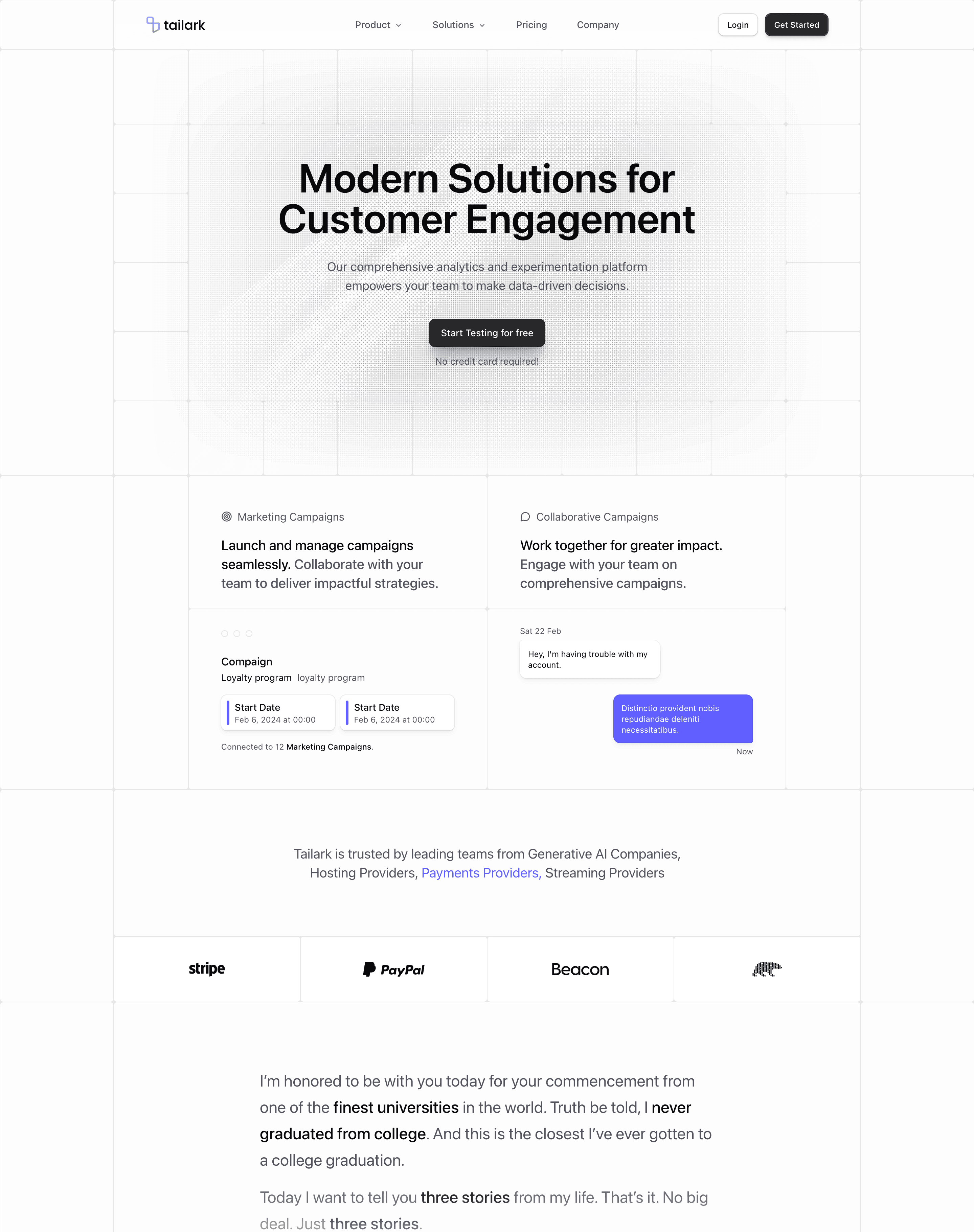 Tailark Pro grid-2 landing page