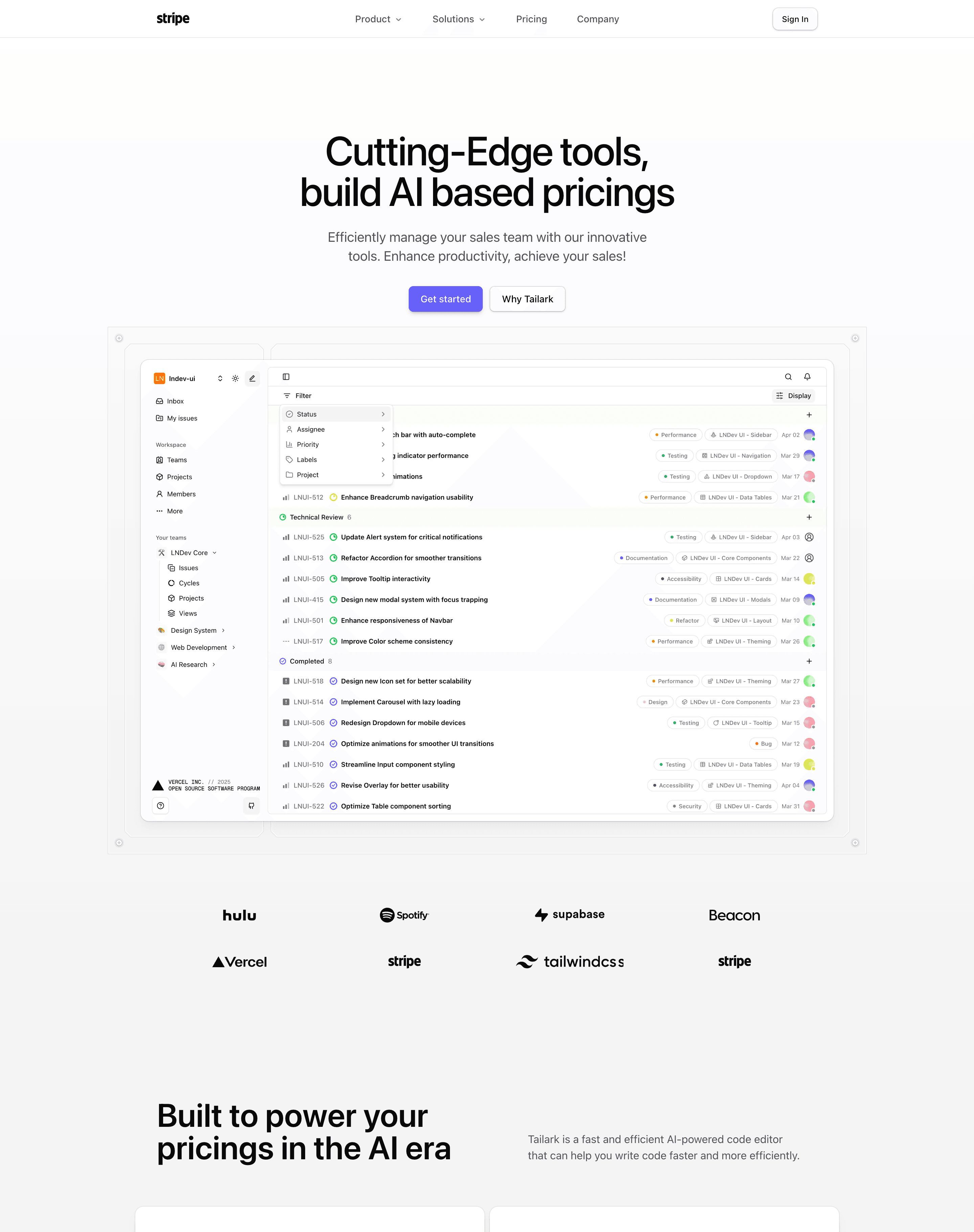 Tailark Pro libre landing two page
